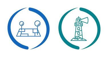 Pin Location and Lighthouse Icon vector