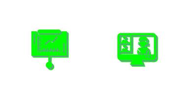 Line Graph and Conference video Call Icon vector