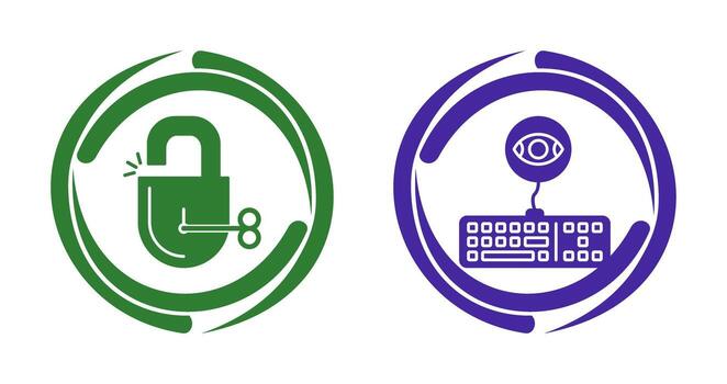 Unlock and Keylogger Icon vector