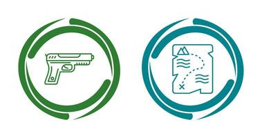 Gun and Treasure  Icon vector