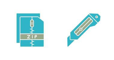 Cutter and Zip File Icon vector