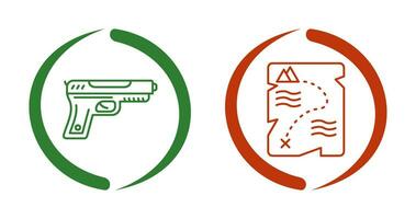 pistola y tesoro icono vector