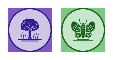 Tree and Butterfly Icon vector