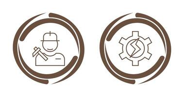 Worker and Setting Icon vector