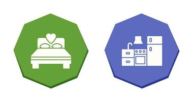 Bedroom and Kitchen Icon vector