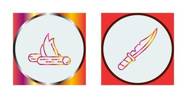 Bon Fire and Knife Icon vector