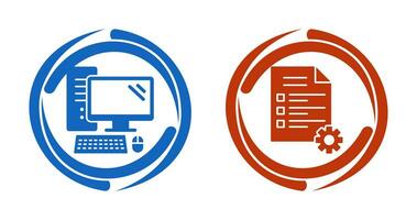 Computer and Test Icon vector