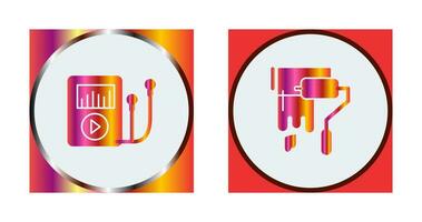 Music Player and Painting Icon vector