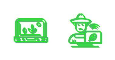 Smart Farm and Farmer Icon vector