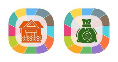 Natural Disaster and Money Bag Icon vector