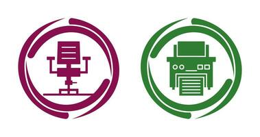 Desk Chair and Printer Icon vector