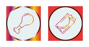 Chicken leg and Kebab Icon vector