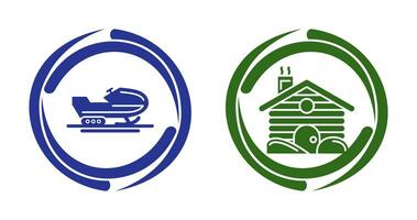 Snowmobile and Cabin Icon vector