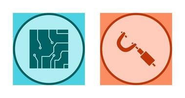 Electrical circuit and Micrometer Icon vector