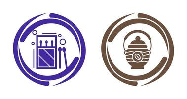 Matches and Teapot Icon vector