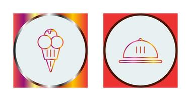 hielo crema y plato icono vector