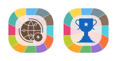 Globe Earth and Trophy Icon vector