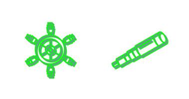 Ship Wheel and Binocular Icon vector