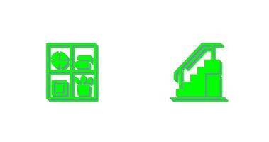 Bookshelf and Stairs Icon vector