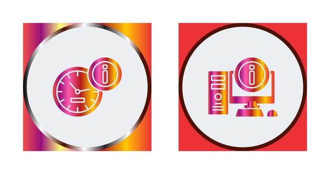 clock and computer Icon vector