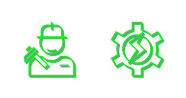 Worker and Setting Icon vector