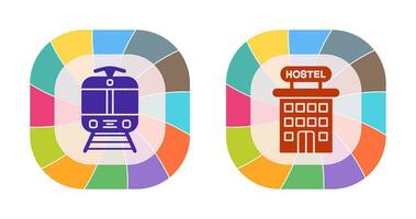 Tram and Hostel Icon vector