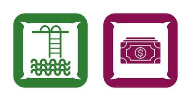 Swiming pool and Money Icon vector