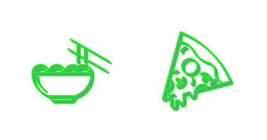 Chinese food and Pizza Icon vector