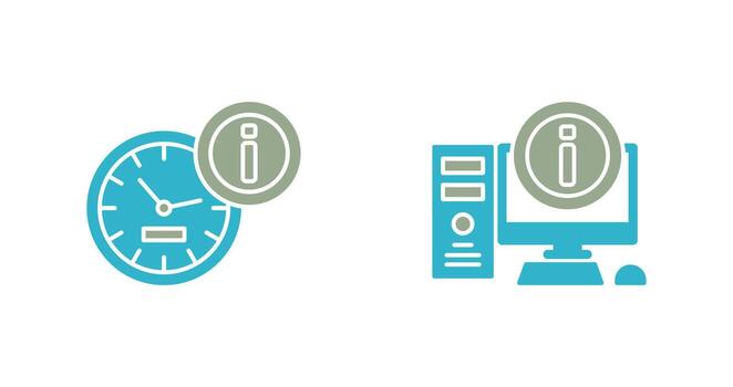 clock and computer Icon vector