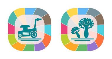 Lawn Mower and Mushroom Icon vector