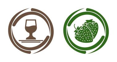 Wine and Strawberry Icon vector