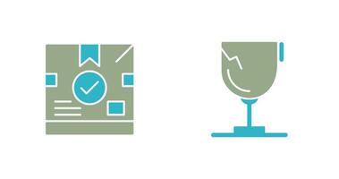 delivery box and glass Icon vector