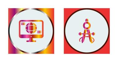 monitor and compass Icon vector