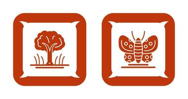 Tree and Butterfly Icon vector