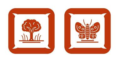 árbol y mariposa icono vector