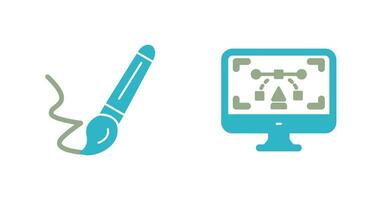 paint brush and desktop Icon vector