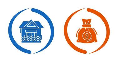 Natural Disaster and Money Bag Icon vector