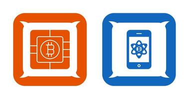 Bitcoin Chip and Mobile Icon vector