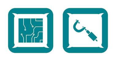 eléctrico circuito y micrómetro icono vector