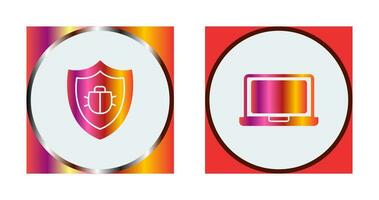 antivirus y ordenador portátil icono vector