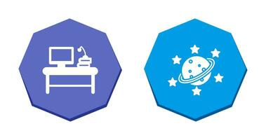 Desktop and Saturn Icon vector