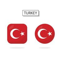 bandera de Turquía 2 formas icono 3d dibujos animados estilo. vector