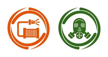 Water Hose and Gas Mask Icon vector