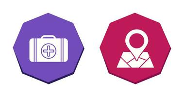 First Aid Kit and Map Icon vector