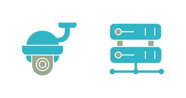 Security Camera and Server Icon vector