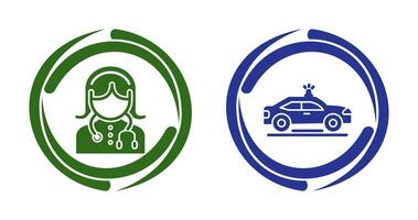 Medical Support and Police Car Icon vector