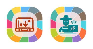 Smart Farm and Farmer Icon vector