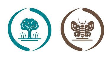 Tree and Butterfly Icon vector