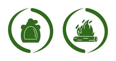 Canteen and Bonfire Icon vector