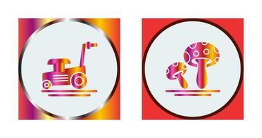 Lawn Mower and Mushroom Icon vector